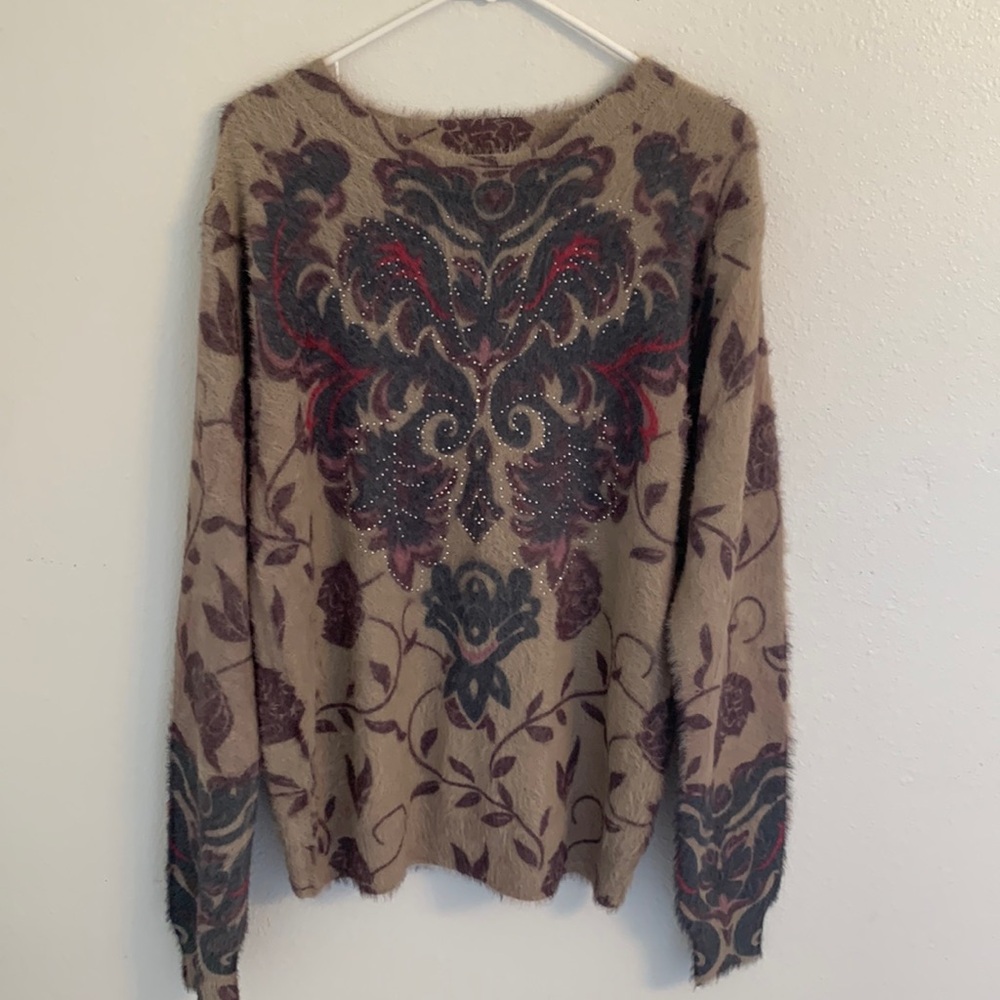 Simply Couture Long Sleeve Multi Color Print Sparkle Sweater Size L NWT - Picture 1 of 8